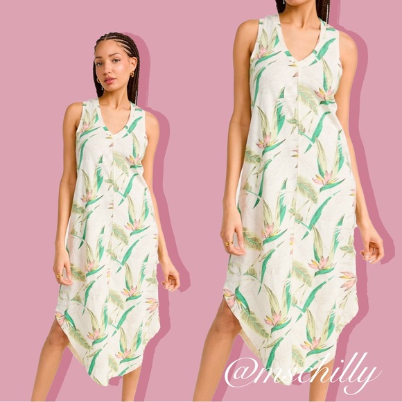 Z Supply Dresses & Skirts - Z SUPPLY Birds Of Paradise Reverie Dress Midi White Green Pink Floral XS